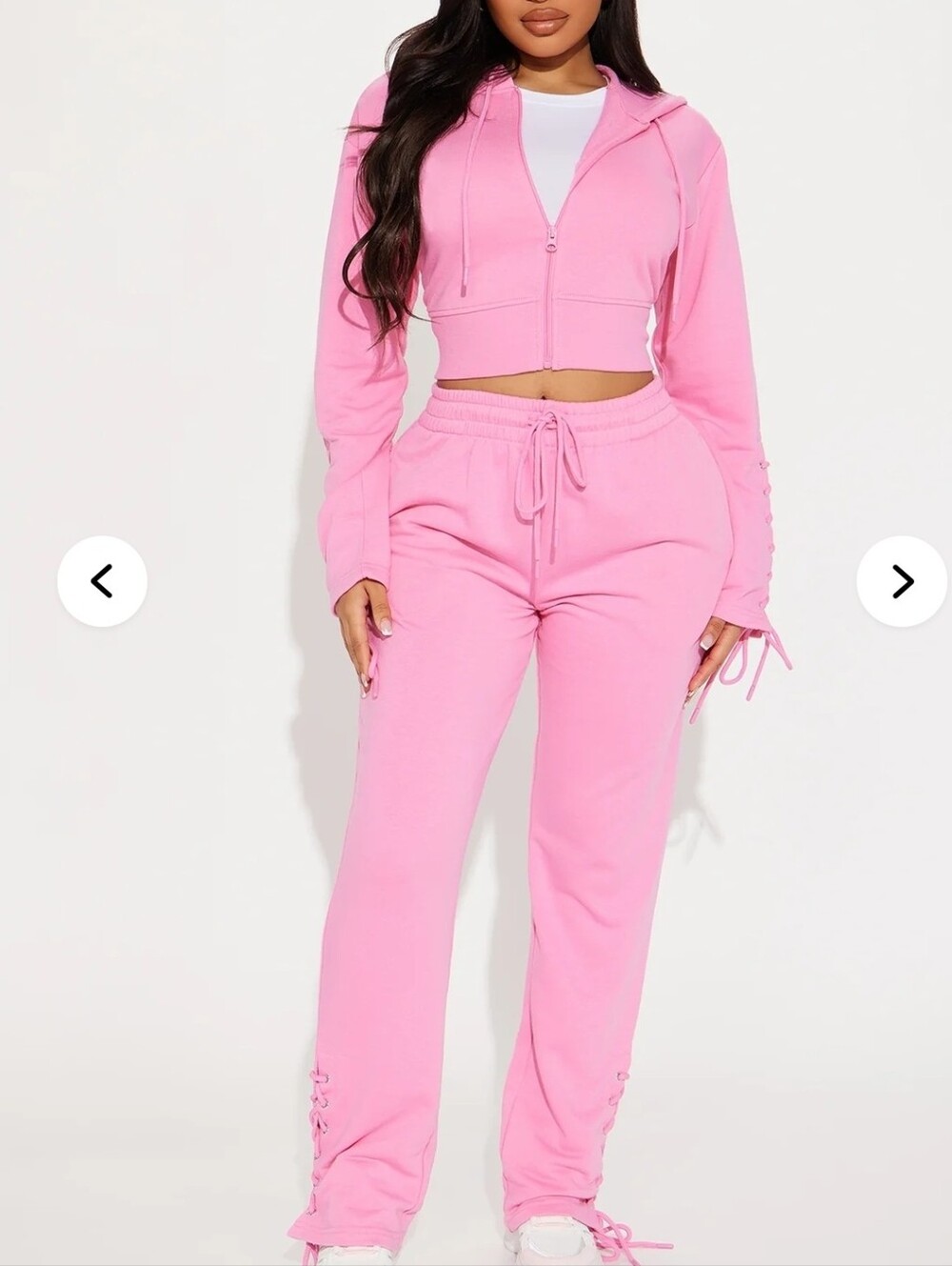 Fashion Nova Pink Lace-Up Lounge Joggers
